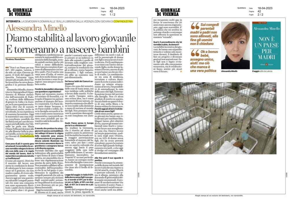 Generazioni Future: presentazione del libro “Non è un paese per madri” di Alessandra Minello